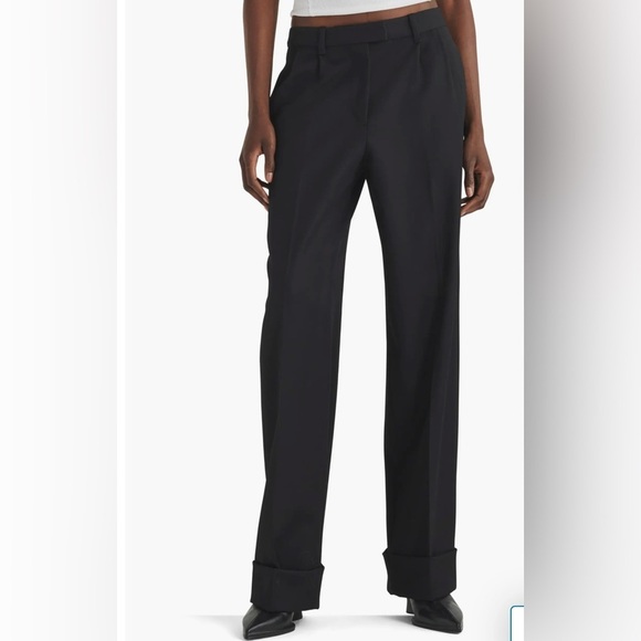 rag & bone Pants - NWT rag & bone Marianne Italian Wool Women's Black Straight Leg Pleated …